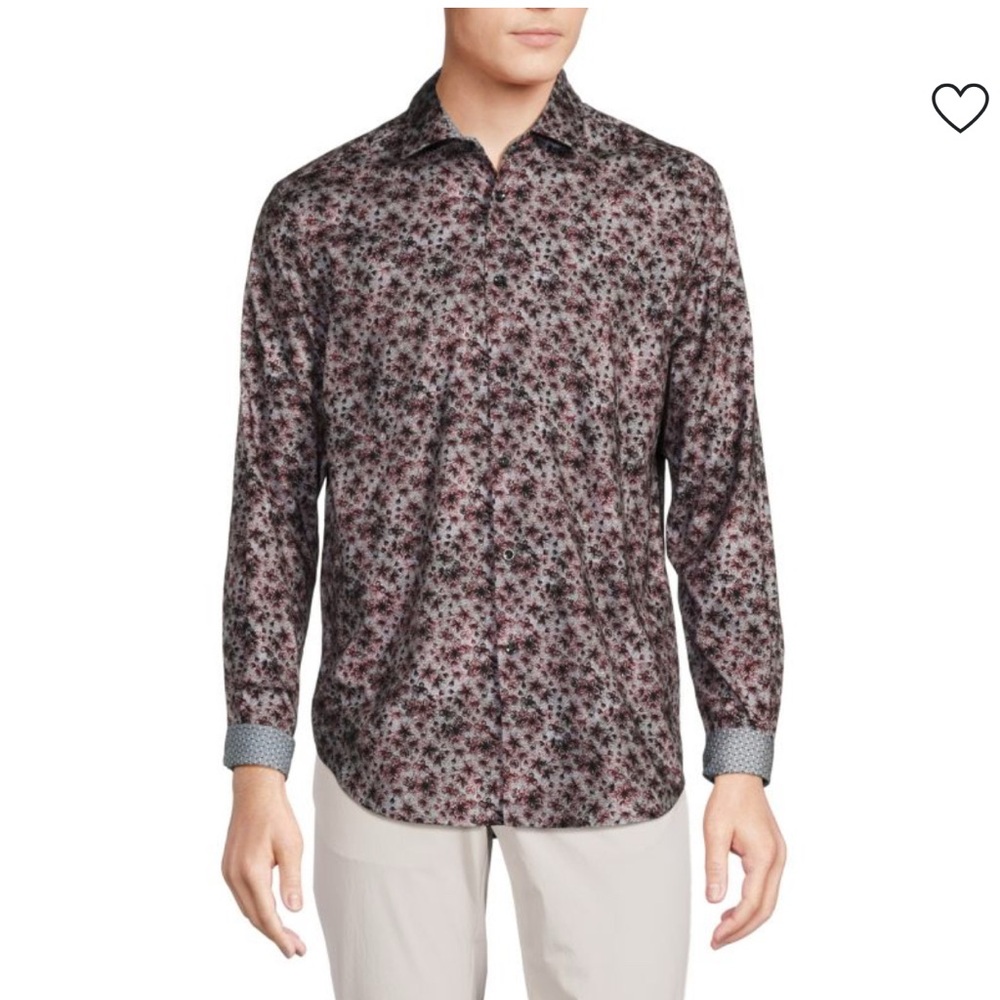 Robert Graham John Classic Purple Fit Floral Sport‎ Button down Shirt 2XL